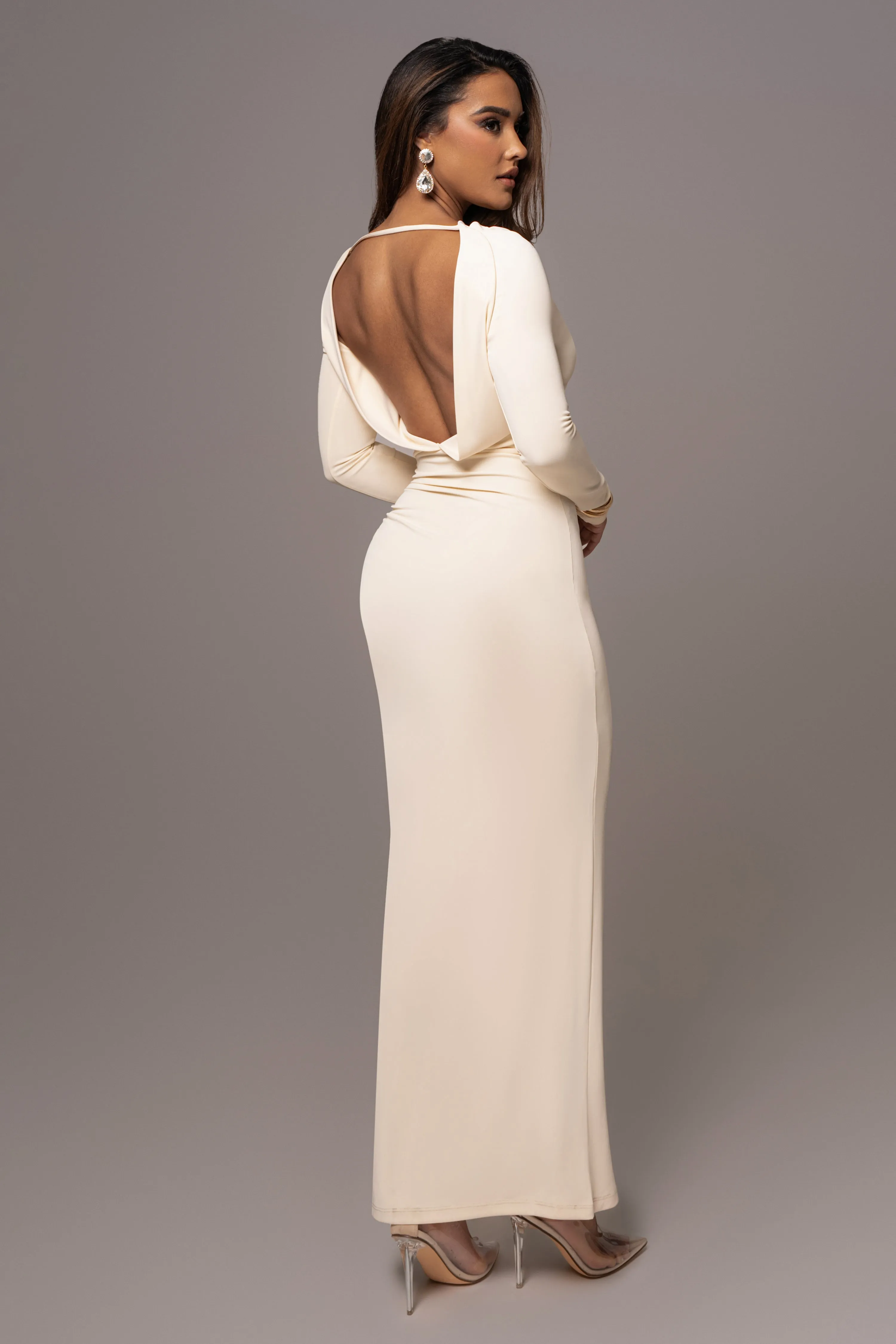Cream Kathleen Slit Maxi Dress sold by JLUXLABEL product image thumbnail 2