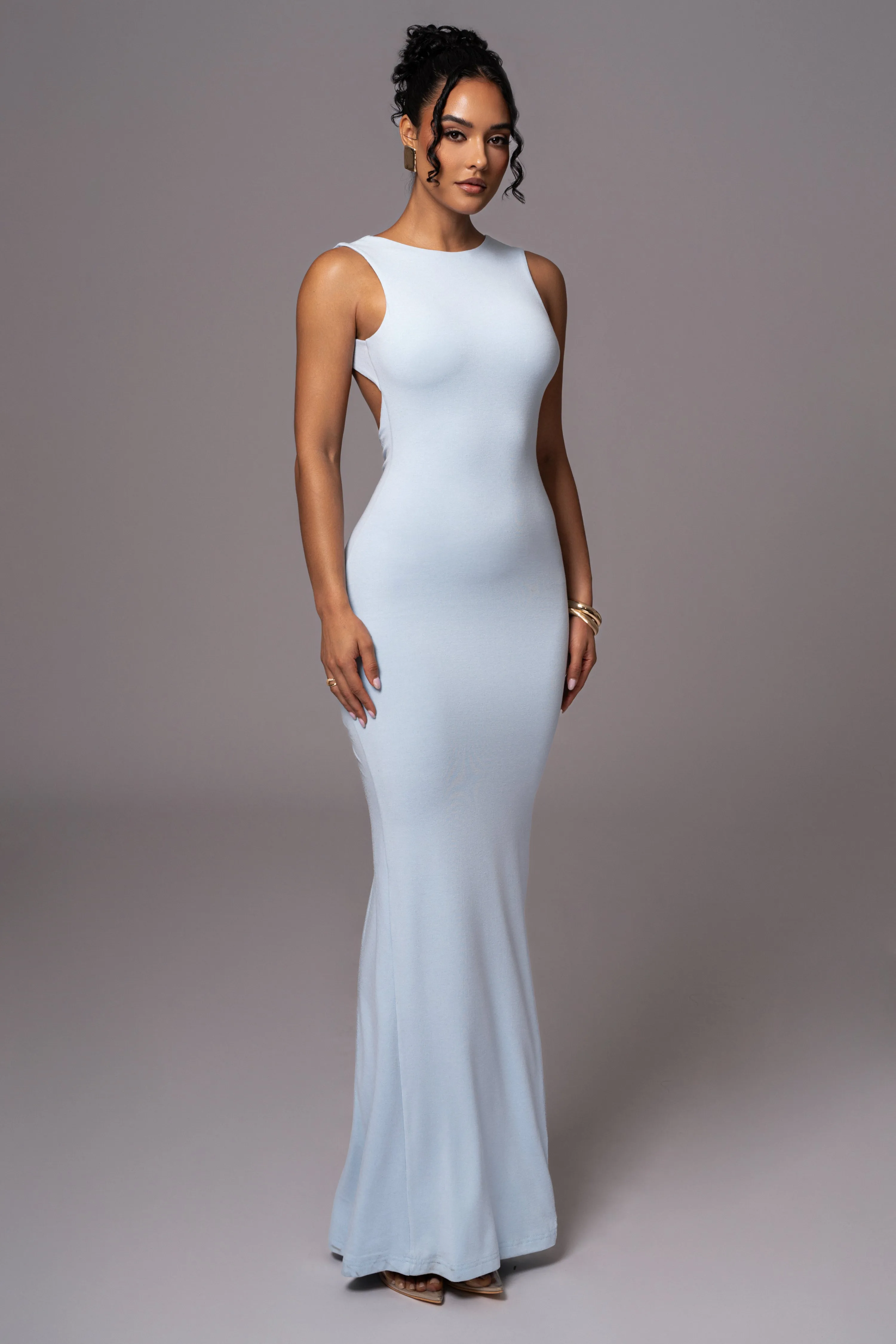 Blue JLUXBASIX FRONT AND CENTER MAXI DRESS sold by JLUXLABEL product image thumbnail 4