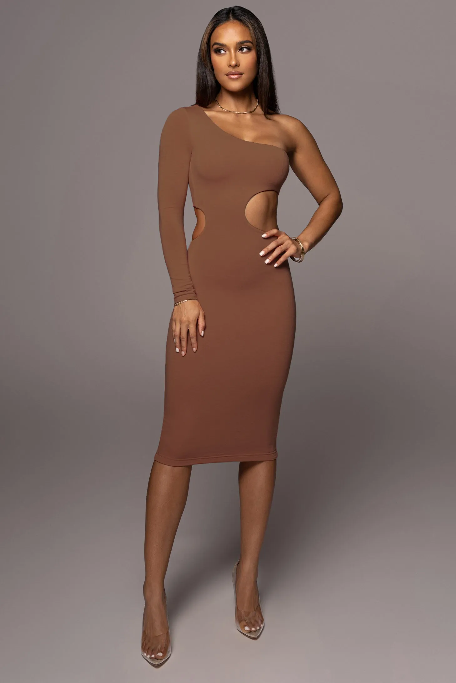 Pecan Yours Truly Midi Dress sold by JLUXLABEL product image thumbnail 4