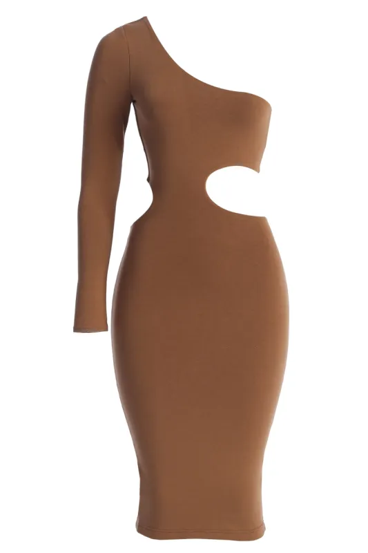 Pecan Yours Truly Midi Dress sold by JLUXLABEL