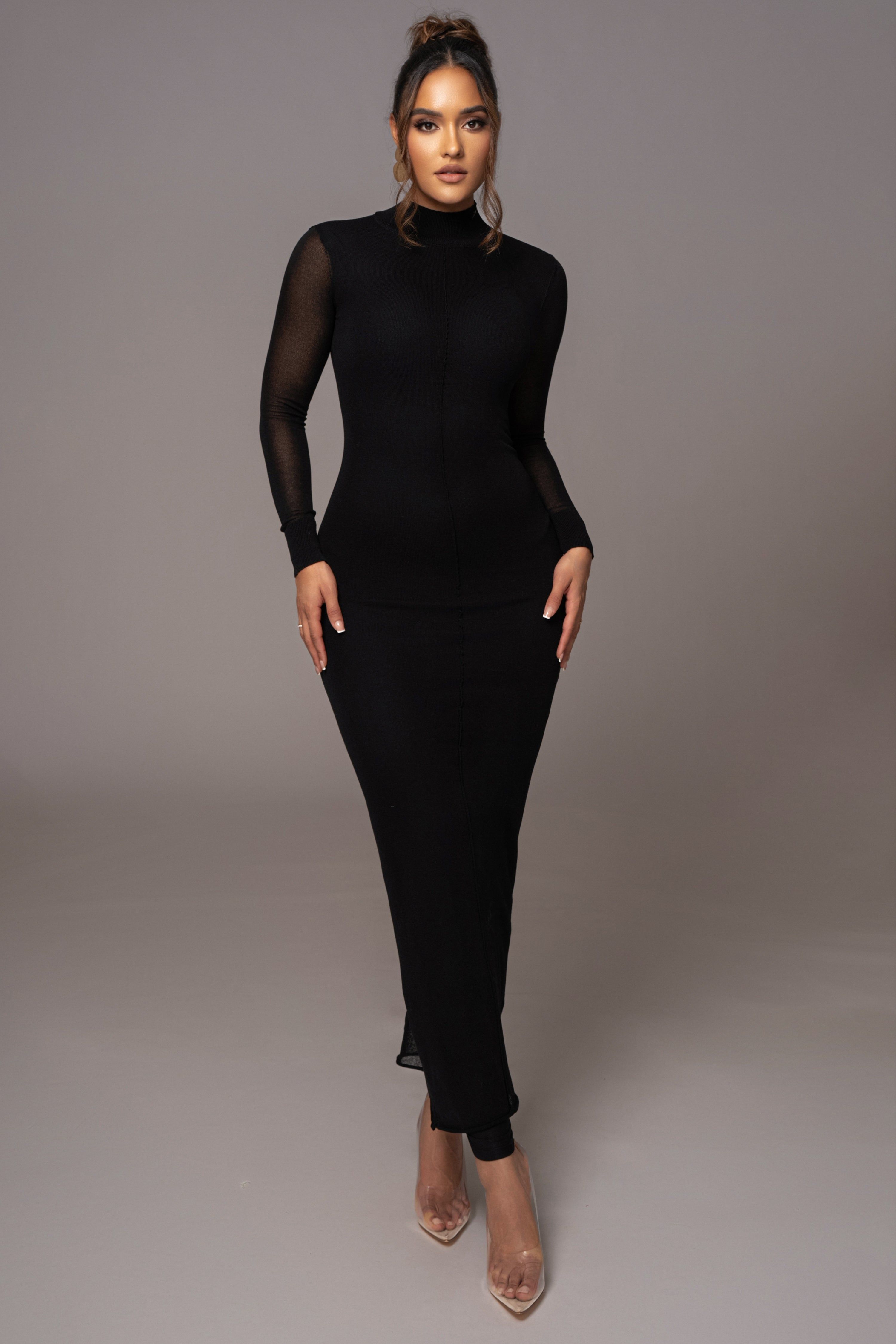 Black Fame Mock Neck Maxi Dress sold by JLUXLABEL product image thumbnail 3