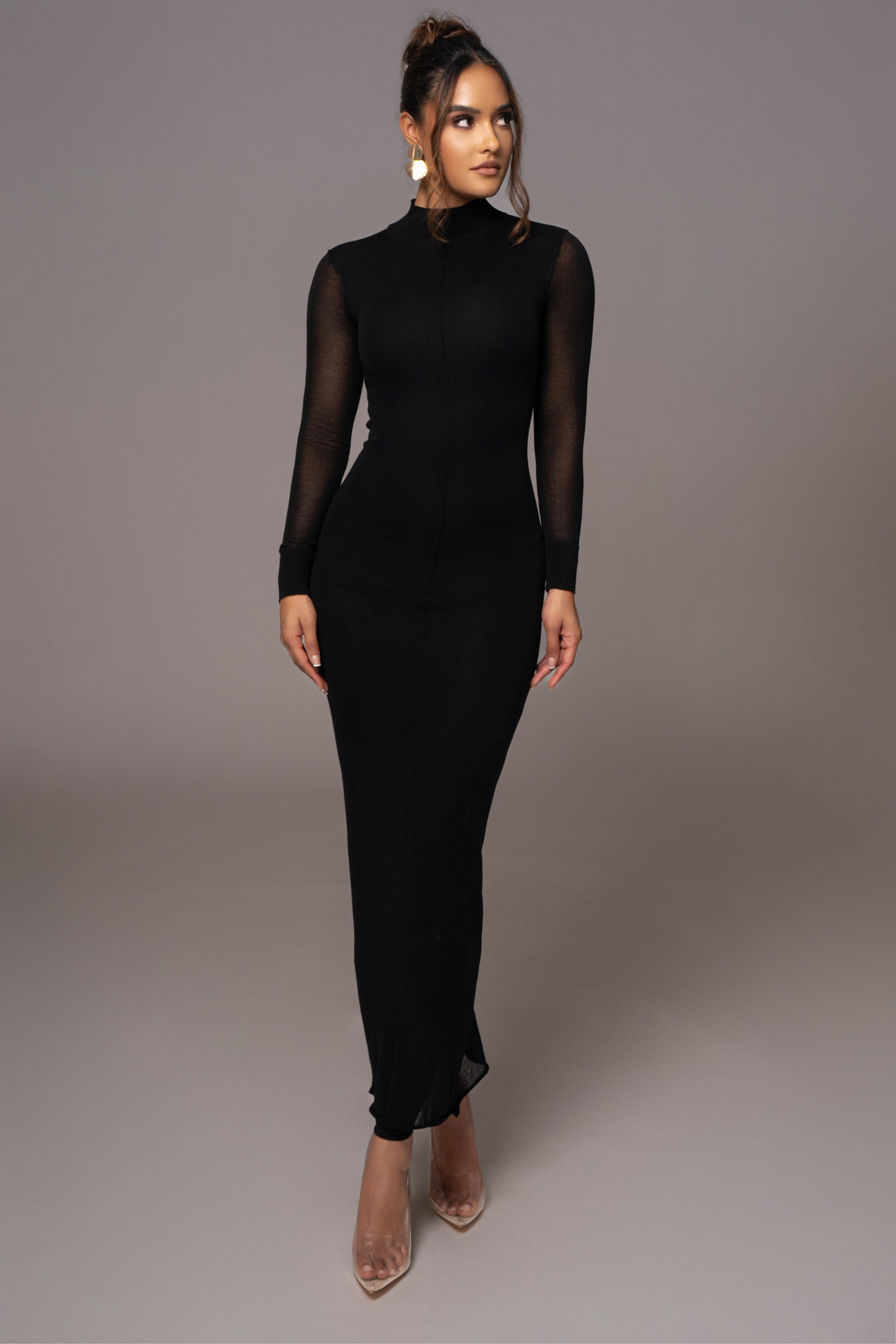 Black Fame Mock Neck Maxi Dress sold by JLUXLABEL product image thumbnail 5