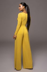 Jluxbasix Yellow Bethie Scoop Long Sleeve Bodysuit sold by JLUXLABEL