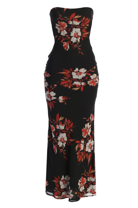 Red Floral Break Free Strapless Maxi Dress sold by JLUXLABEL