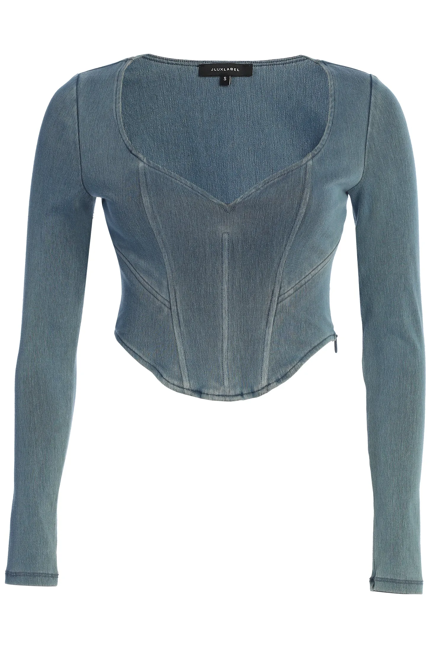 Medium Wash Tesa Sweetheart Denim Top sold by JLUXLABEL product image thumbnail 2