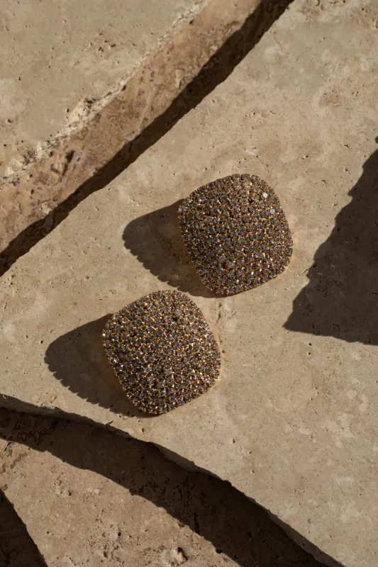 Gold Dazzler Crystal Paved Earrings sold by JLUXLABEL