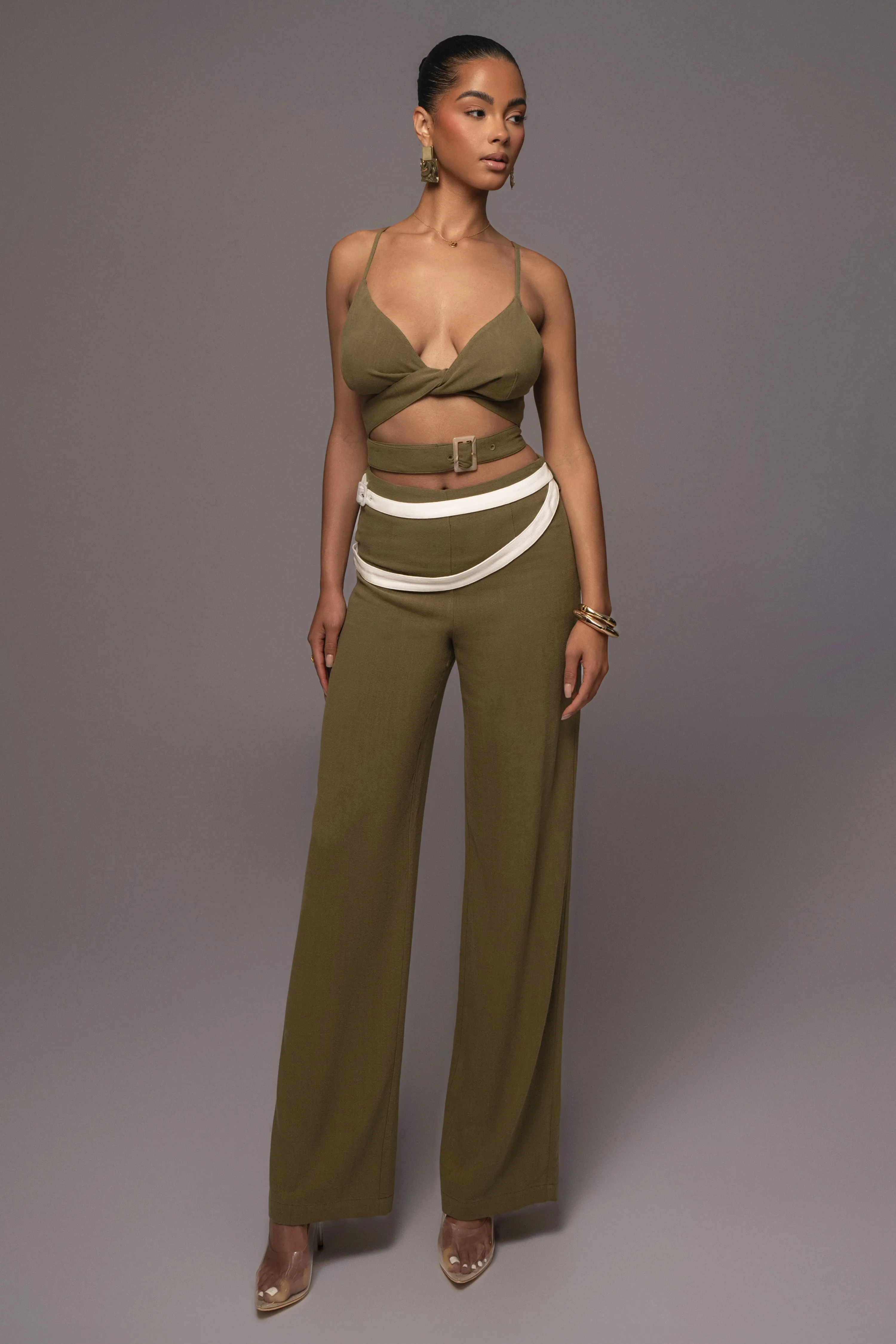 Olive Palm Beach Belted Linen Pants sold by JLUXLABEL product image thumbnail 2