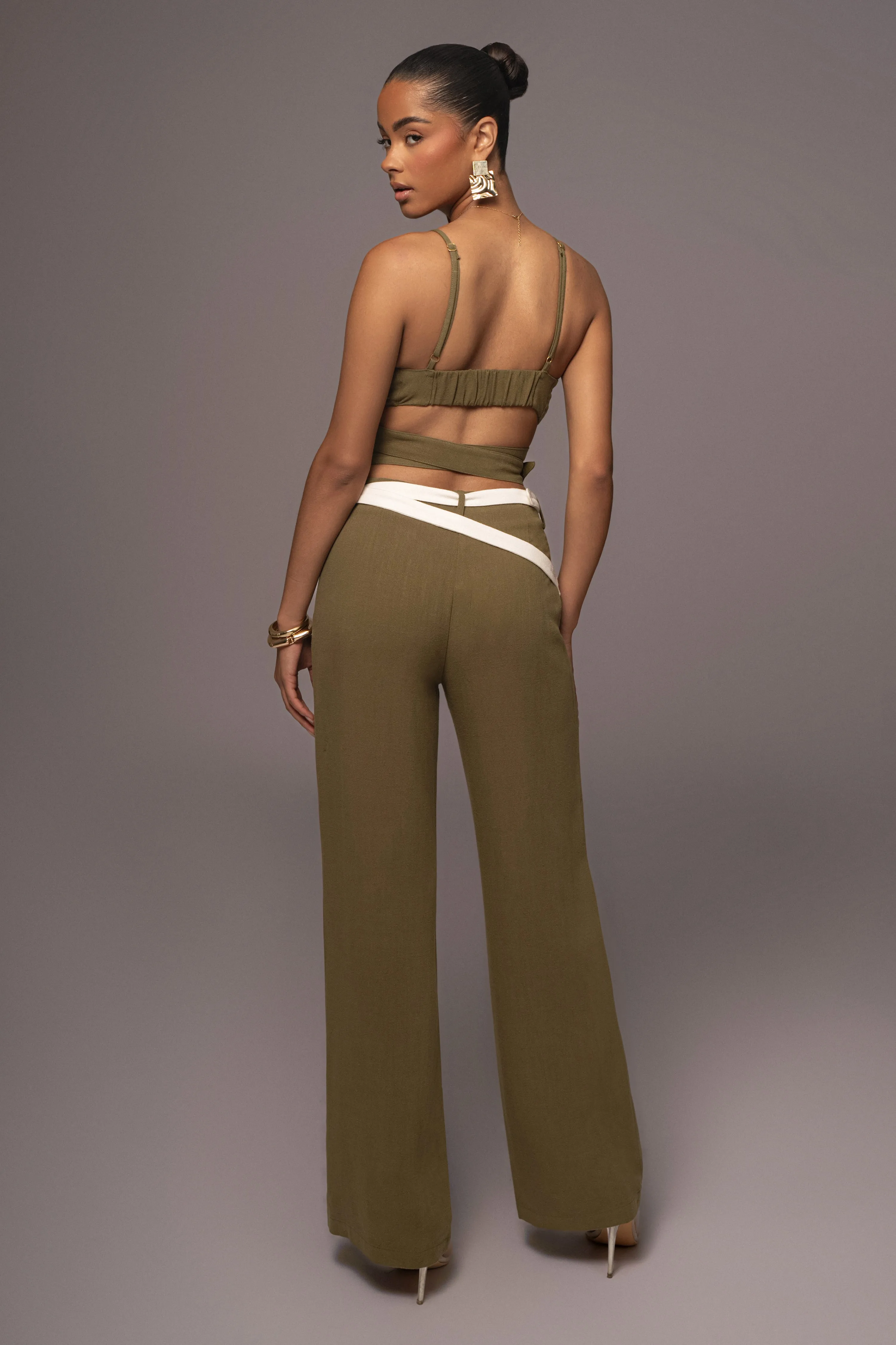 Olive Palm Beach Belted Linen Pants sold by JLUXLABEL product image thumbnail 5