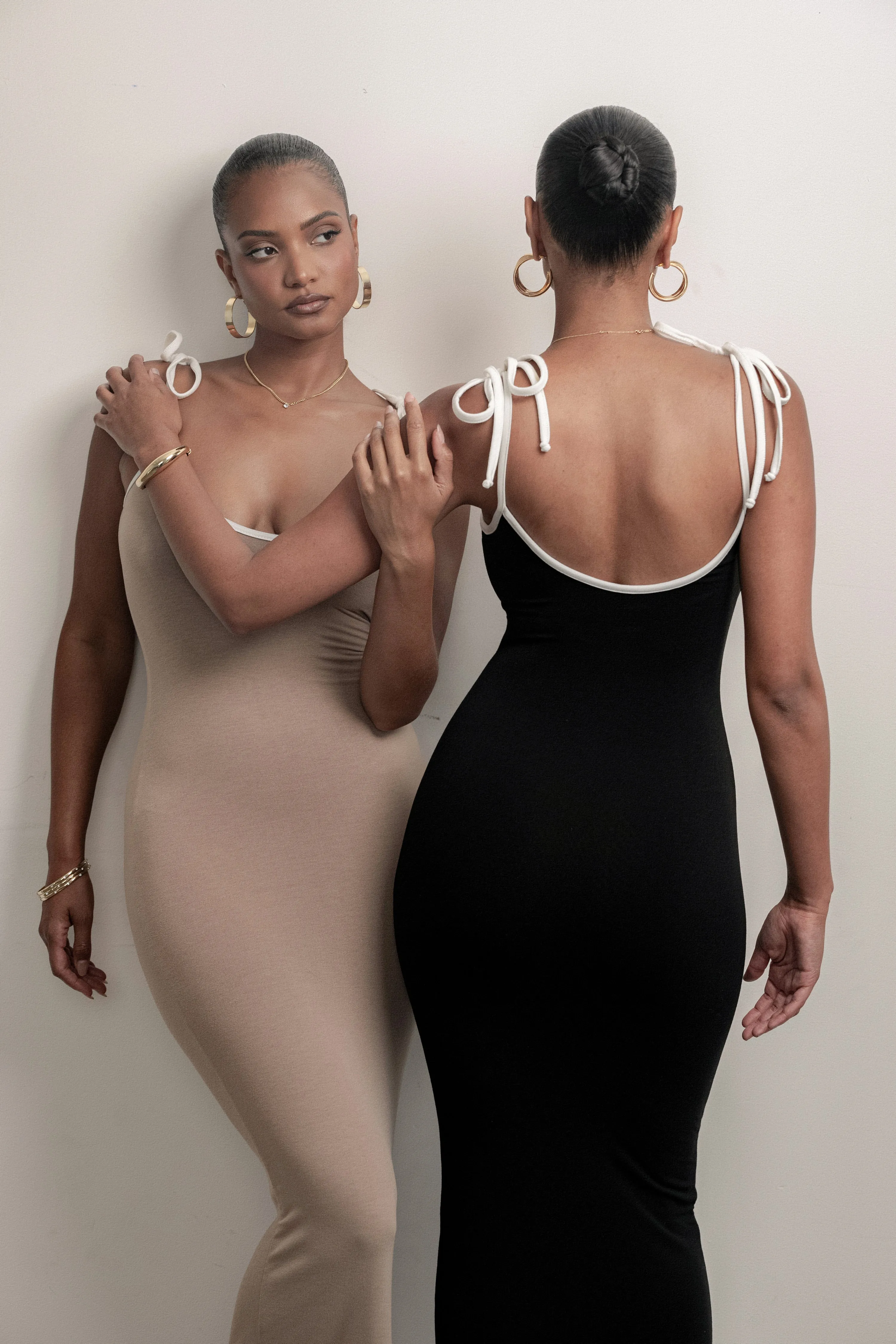 Black/Beige Shawna Reversible Maxi Dress sold by JLUXLABEL product image thumbnail 3