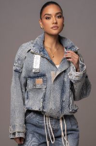 Medium Wash Esther Utility Denim Jacket sold by JLUXLABEL