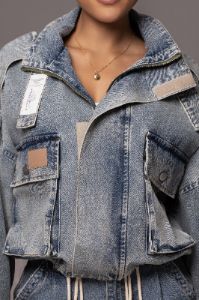 Medium Wash Esther Utility Denim Jacket sold by JLUXLABEL