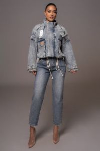 Medium Wash Esther Utility Denim Jacket sold by JLUXLABEL