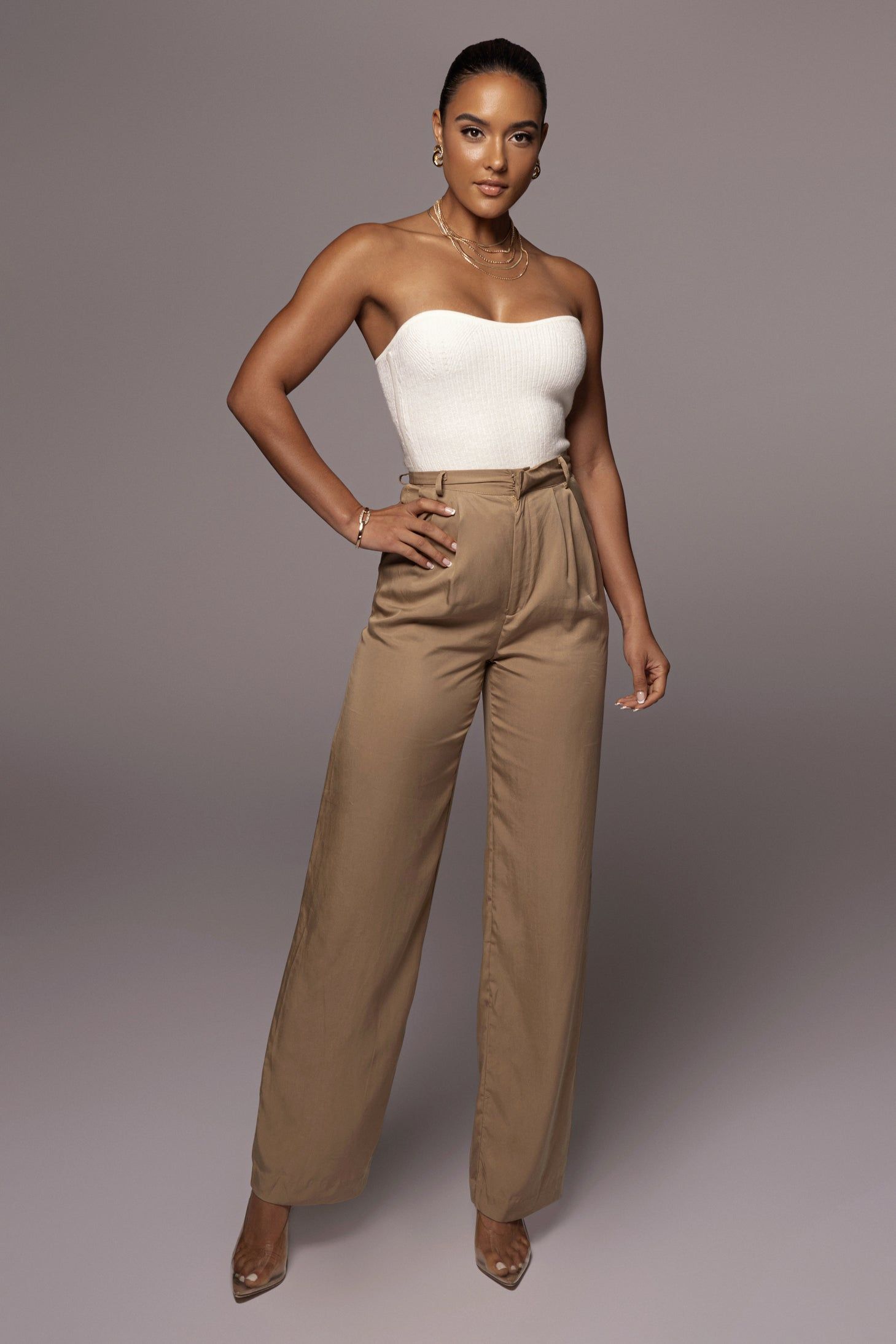 Beige Aitana Trousers sold by JLUXLABEL