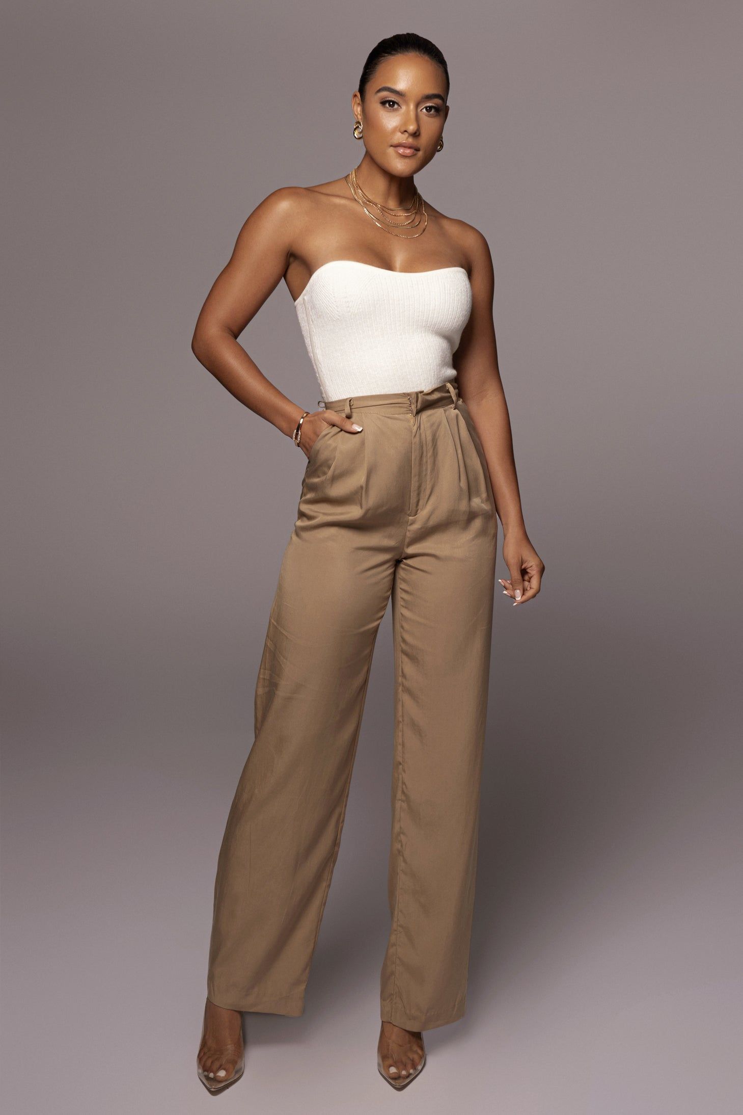 Beige Aitana Trousers sold by JLUXLABEL product image thumbnail 4