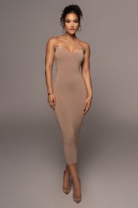 Beige Colette Midi Dress sold by JLUXLABEL