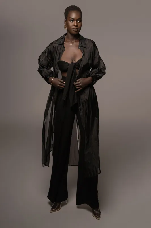 Black Lia Button Front Shirt Dress sold by JLUXLABEL