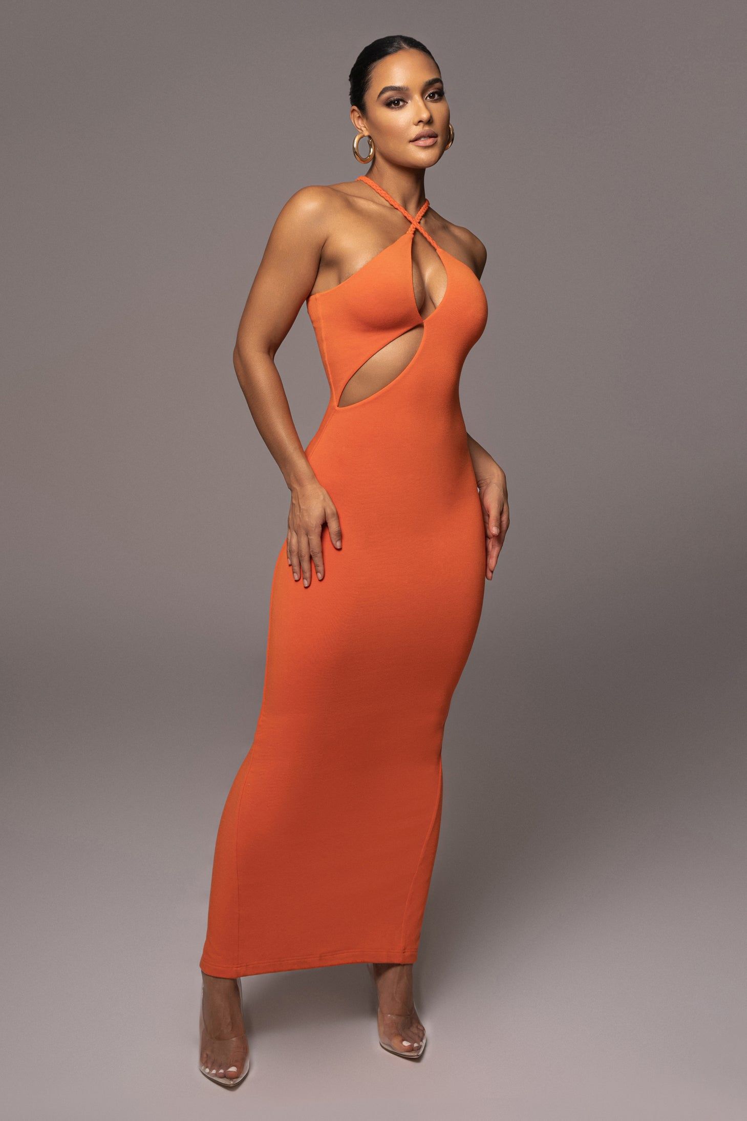 Orange Soledad Cross Maxi Dress sold by JLUXLABEL product image thumbnail 5