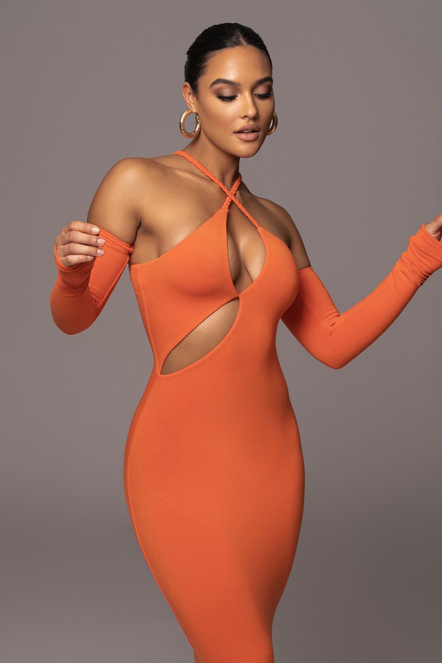 Orange Soledad Cross Maxi Dress sold by JLUXLABEL product image thumbnail 6