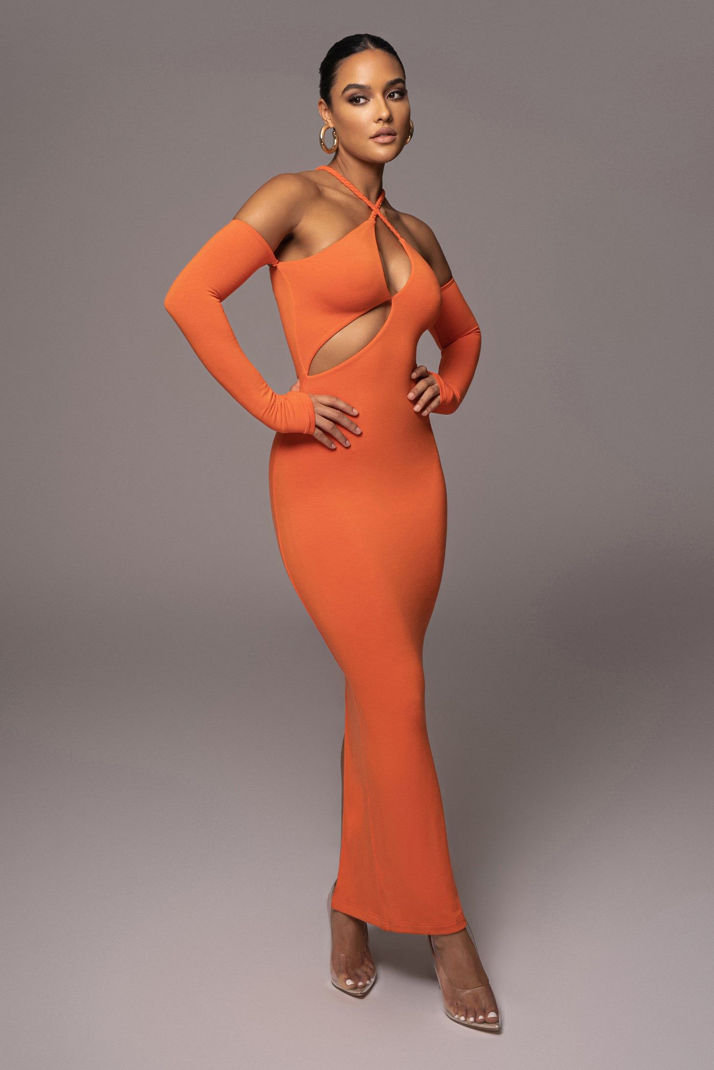 Orange Soledad Cross Maxi Dress sold by JLUXLABEL product image thumbnail 4