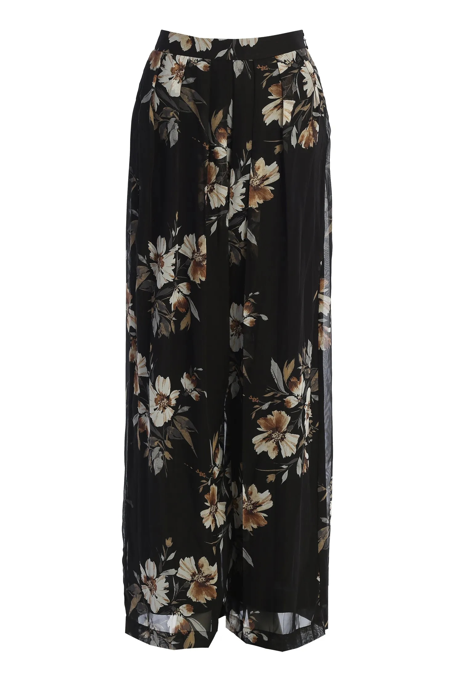 Grey Floral Josette Wide-Leg Pleated Pants sold by JLUXLABEL product image thumbnail 2