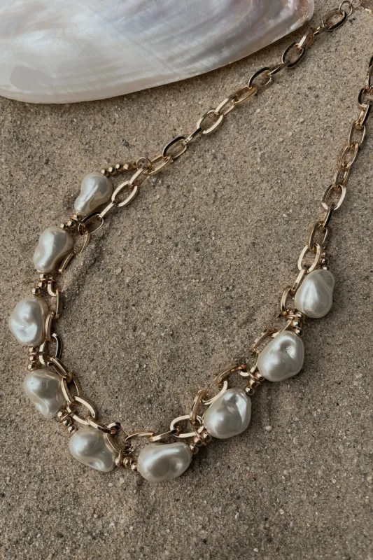 Gold Seaway Pearl Necklace sold by JLUXLABEL