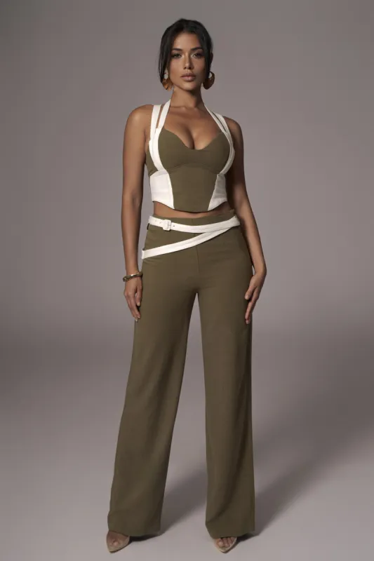 Olive/Ivory Renewal Linen Bustier sold by JLUXLABEL