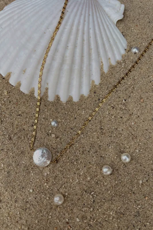 Gold Thea Pearl Necklace sold by JLUXLABEL