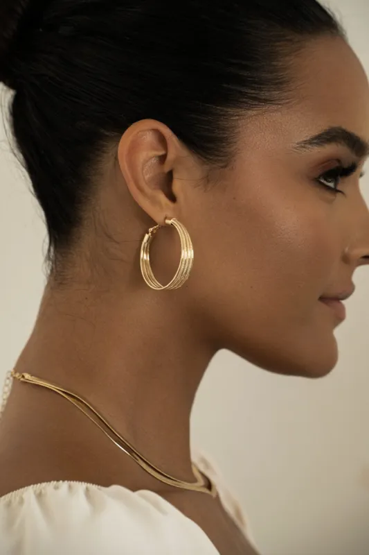 Gold Cassady Hoop Earrings sold by JLUXLABEL