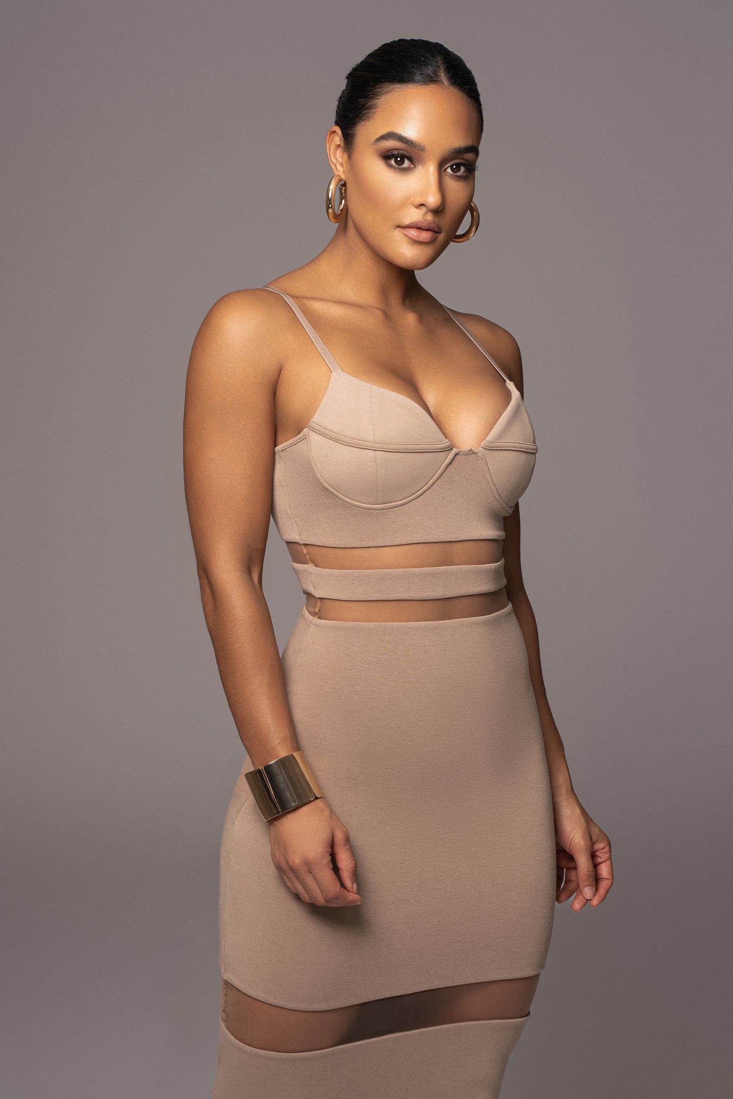 Beige Alysiha Midi Dress sold by JLUXLABEL product image thumbnail 2