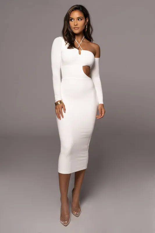 Ivory Headlines Midi Dress sold by JLUXLABEL