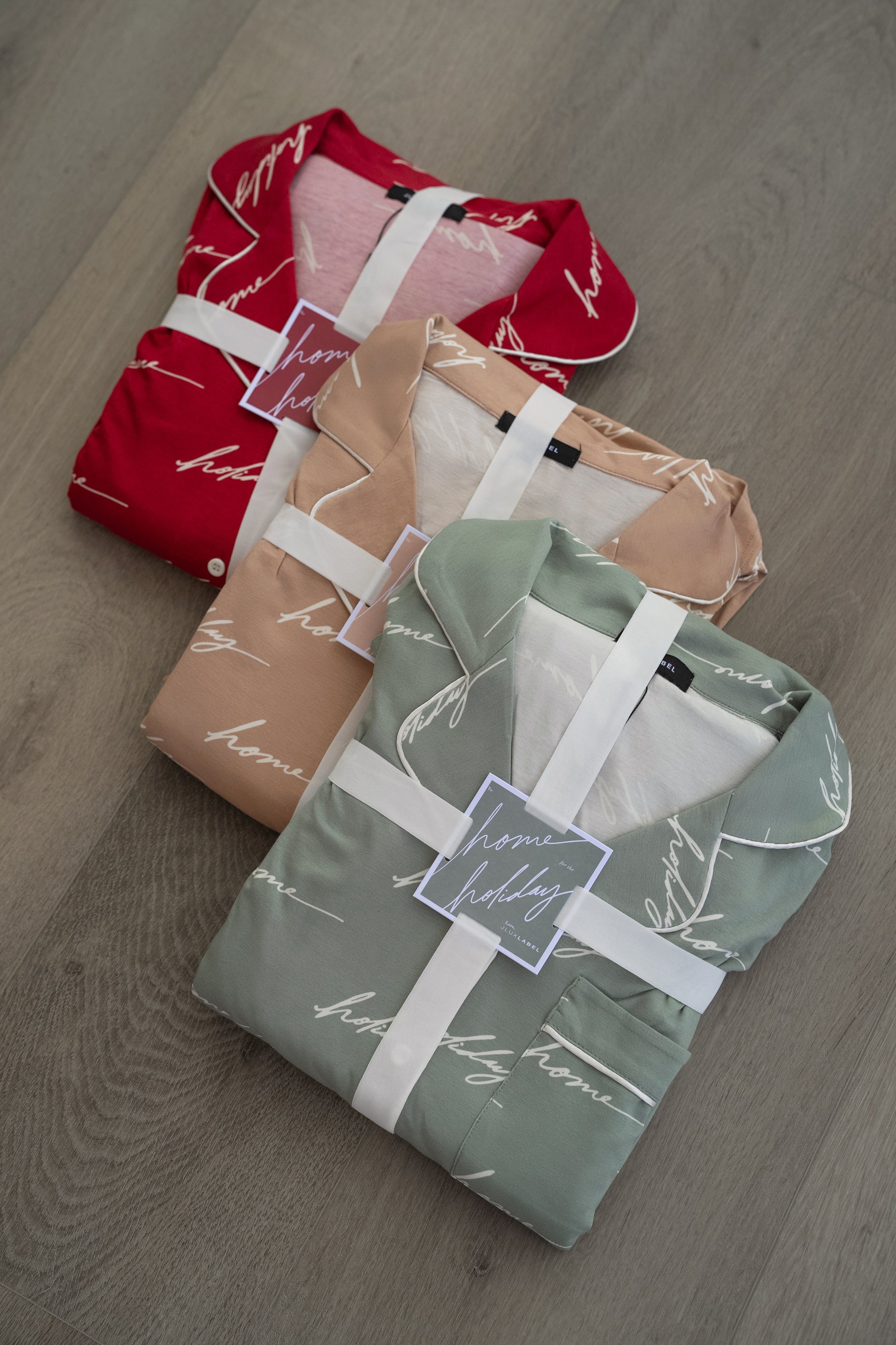 Beige Home For The Holidays Adult Pajama Set sold by JLUXLABEL product image thumbnail 4