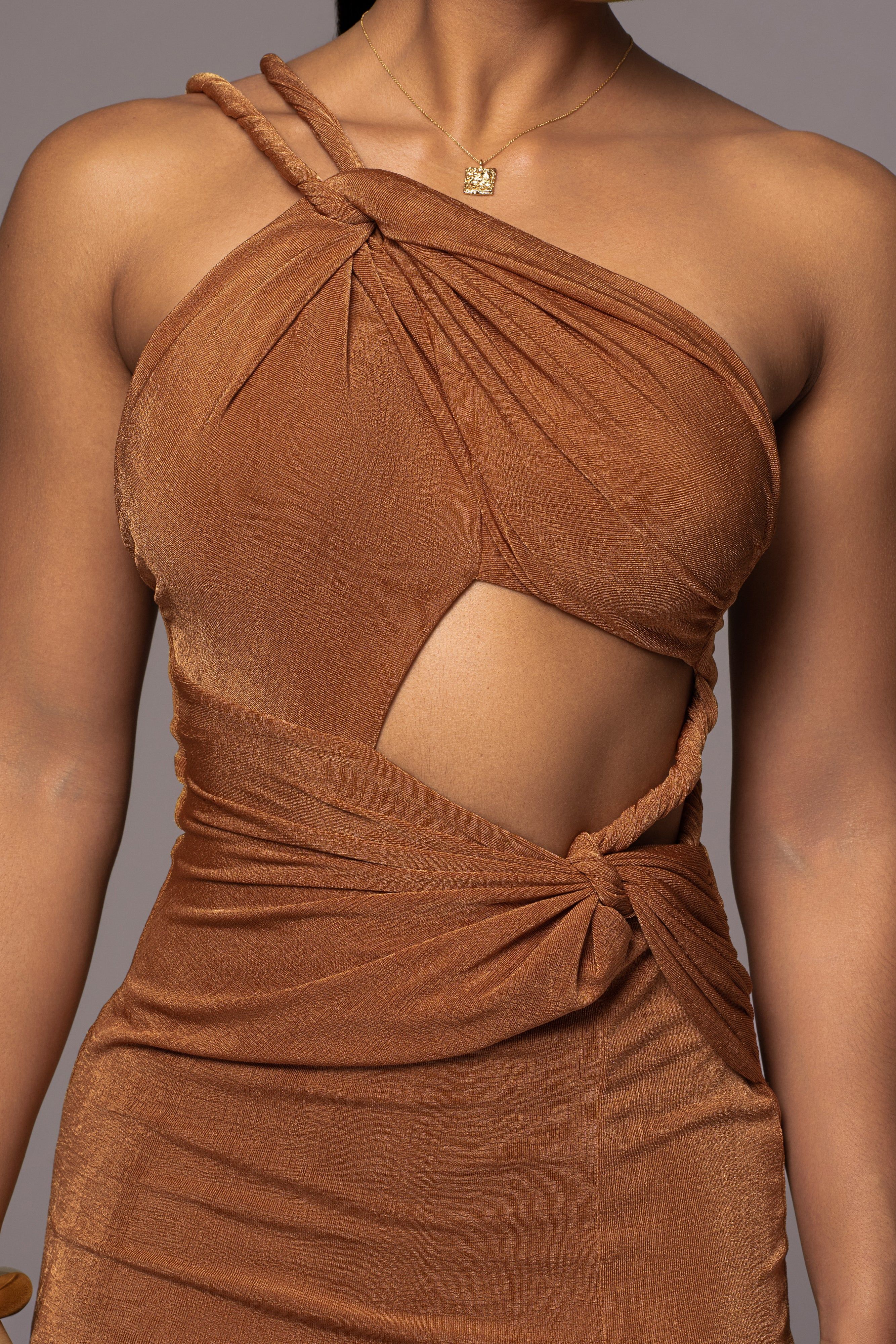 Brown Scarlet One Shoulder Maxi Dress sold by JLUXLABEL product image thumbnail 6