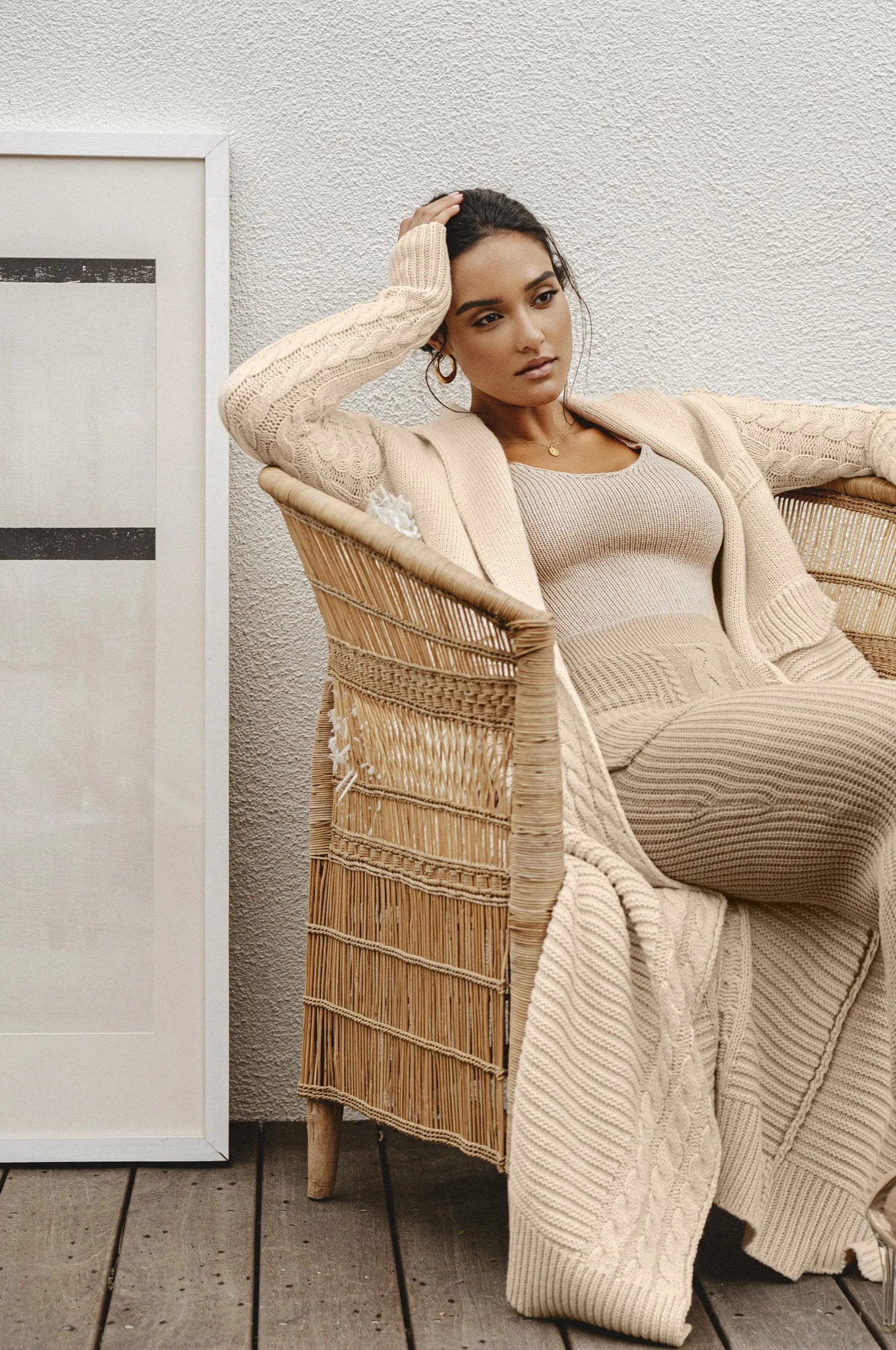 Cream Evana Cable Knit Cardigan sold by JLUXLABEL product image thumbnail 2