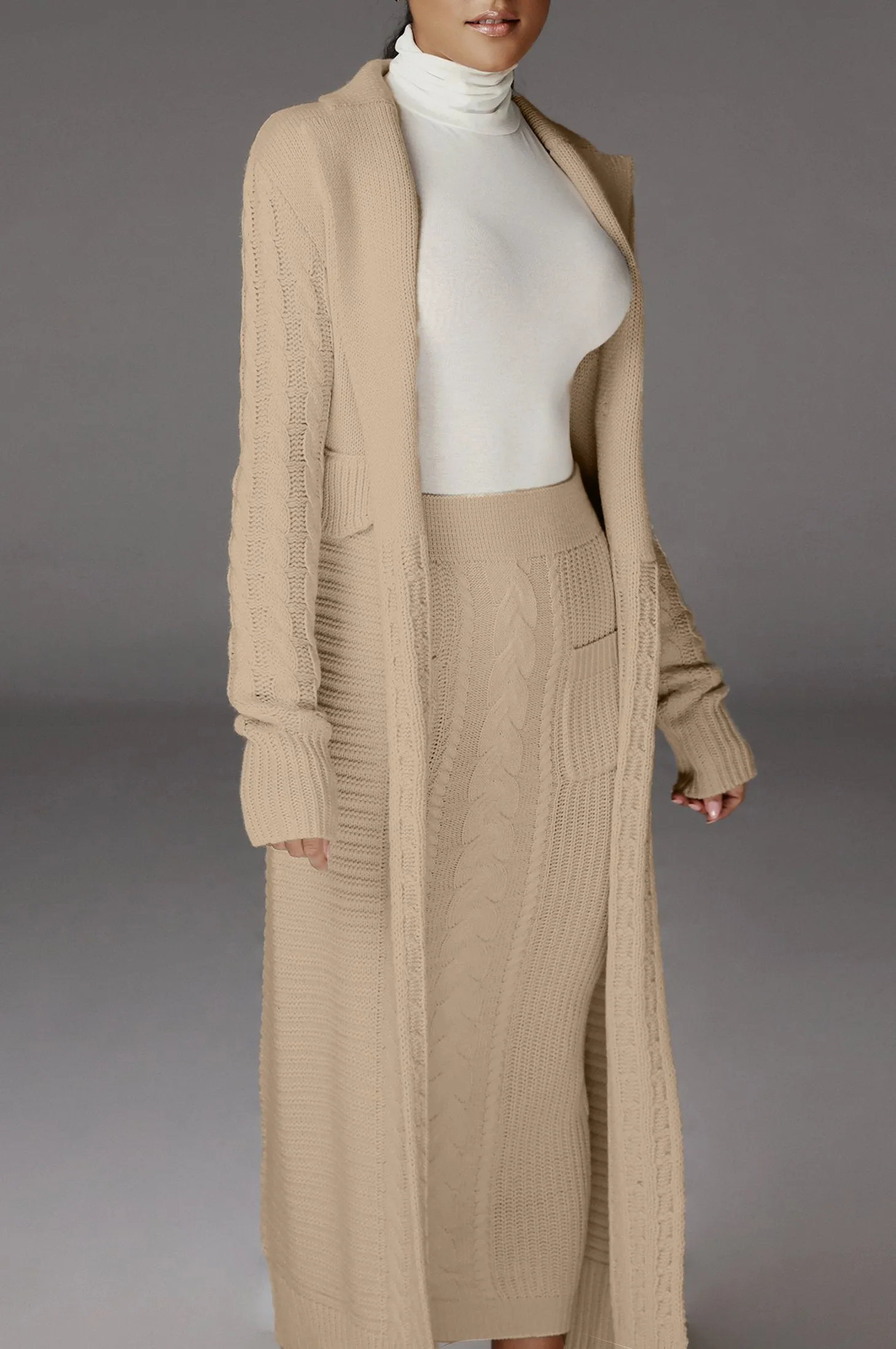 Cream Evana Cable Knit Cardigan sold by JLUXLABEL product image thumbnail 3