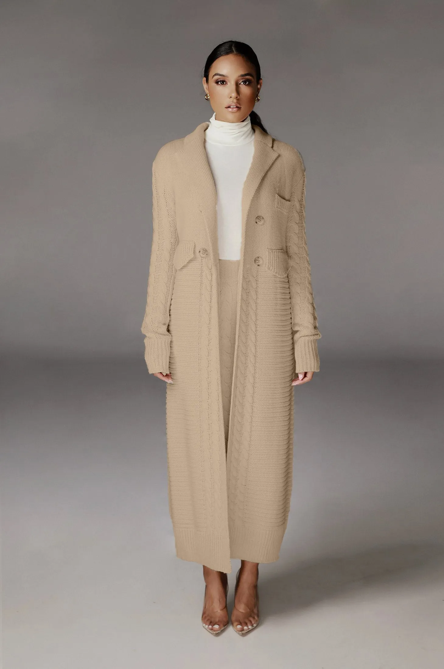 Cream Evana Cable Knit Cardigan sold by JLUXLABEL product image thumbnail 4