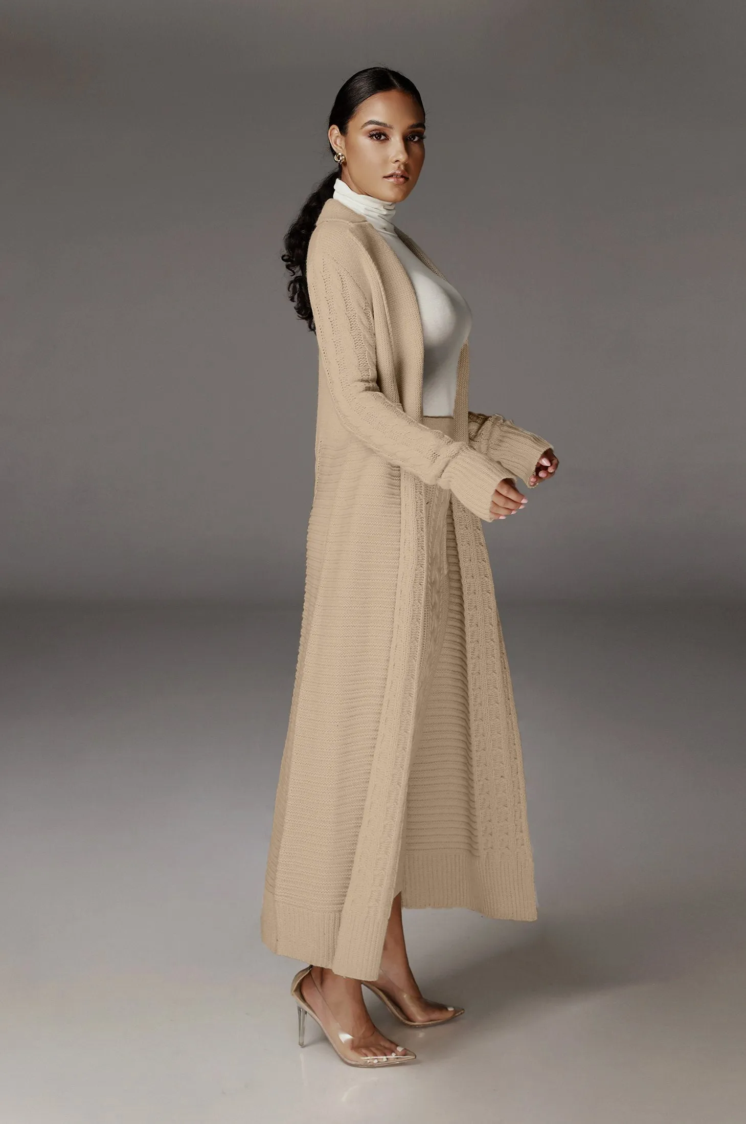 Cream Evana Cable Knit Cardigan sold by JLUXLABEL product image thumbnail 5