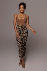Leopard Halow Ruched Skirt sold by JLUXLABEL
