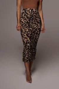 Leopard Halow Ruched Skirt sold by JLUXLABEL