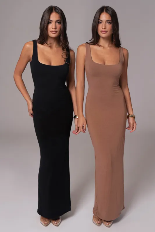 Black/Pecan Keidi Reversible Maxi Dress sold by JLUXLABEL