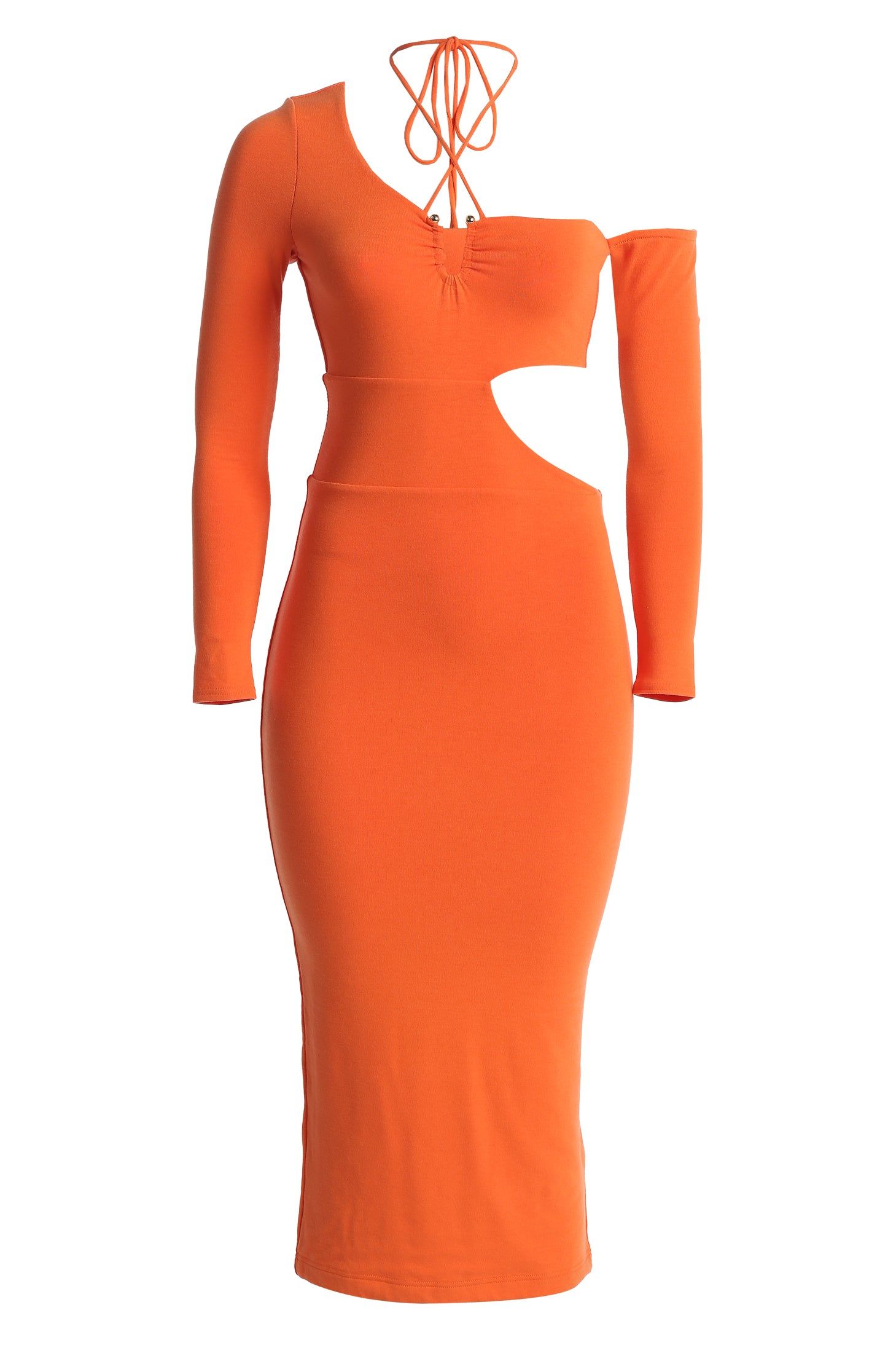Orange Headlines Midi Dress sold by JLUXLABEL
