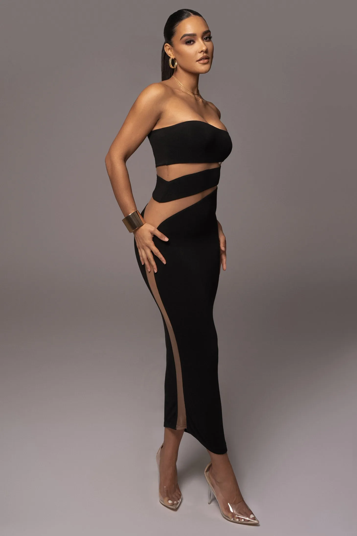 Black Unpredictable Midi Dress sold by JLUXLABEL product image thumbnail 3