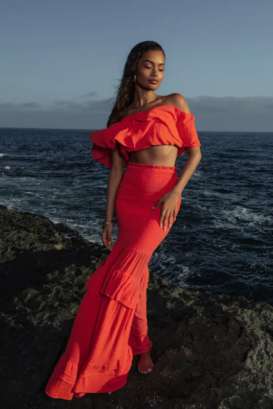 Coral Sienna Ruffled Skirt Set sold by JLUXLABEL