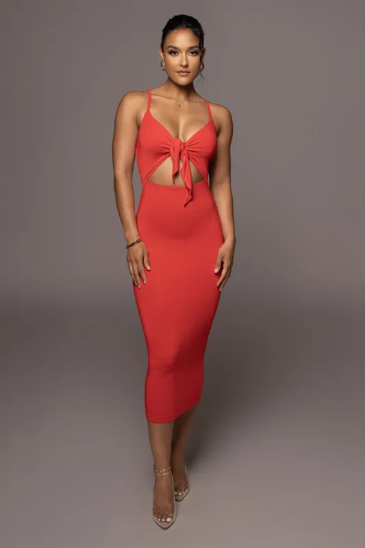 Red Soulmate Cut Out Dress sold by JLUXLABEL