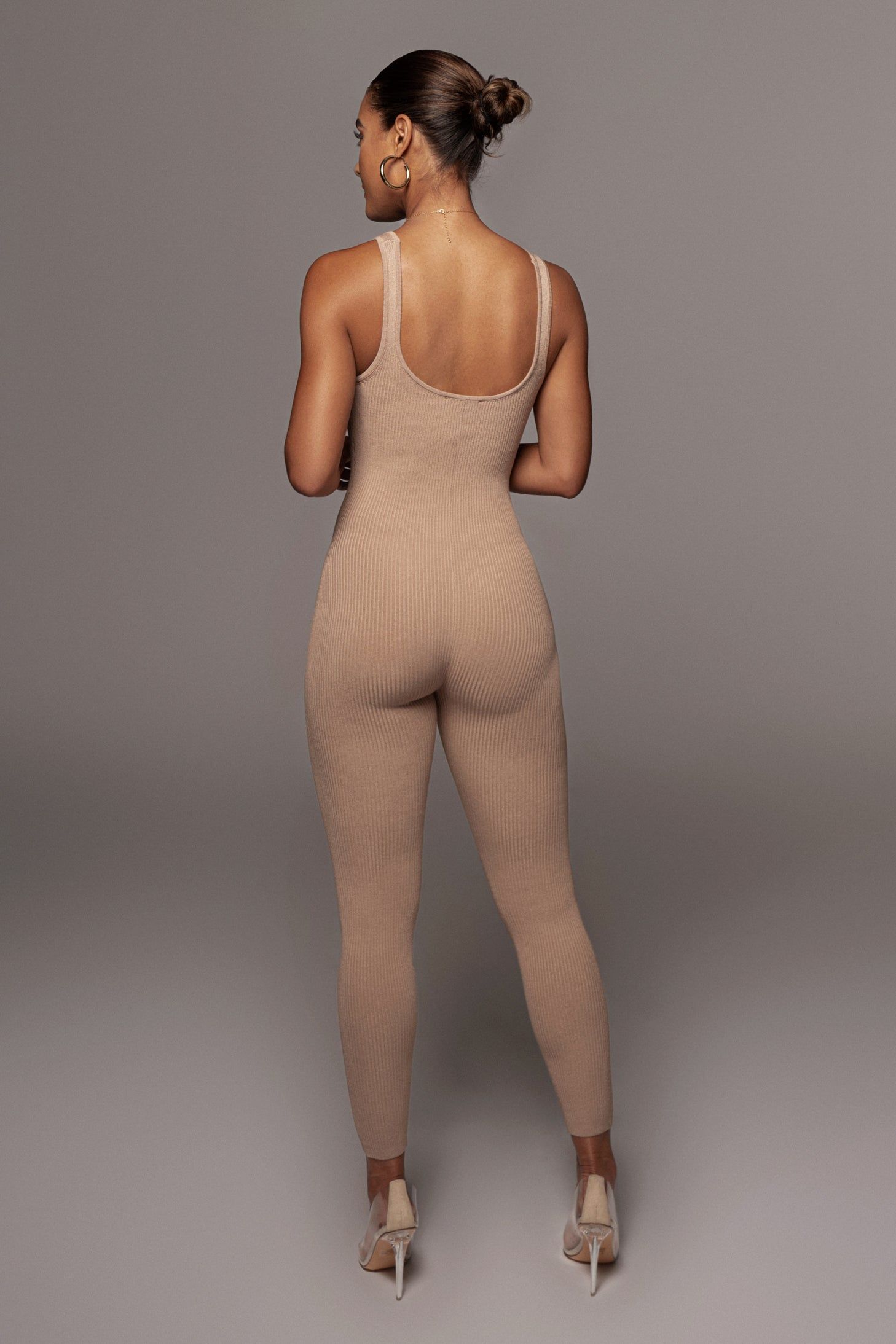 Beige Aria Solid Rib Jumpsuit sold by JLUXLABEL product image thumbnail 6
