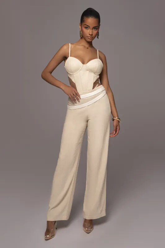 Natural Palm Beach Belted Linen Pants sold by JLUXLABEL
