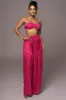 Pink Let's Get Away Satin Pant Set sold by JLUXLABEL