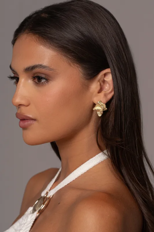 Gold Roma Textured Earrings sold by JLUXLABEL