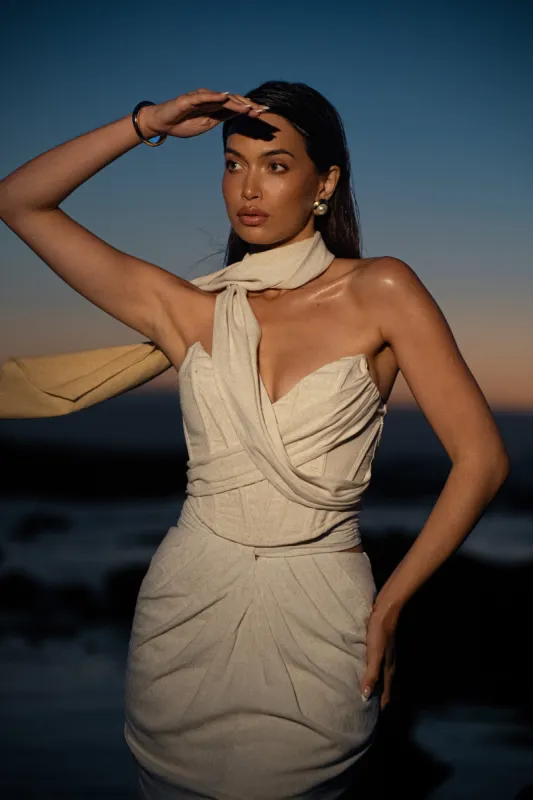 Natural Coastal Bliss Linen Bustier sold by JLUXLABEL