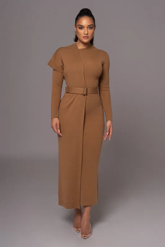 Camel Meant To Be Knit Maxi Dress sold by JLUXLABEL