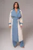 Light Wash Denim Leighton Belted Contrast Coat sold by JLUXLABEL